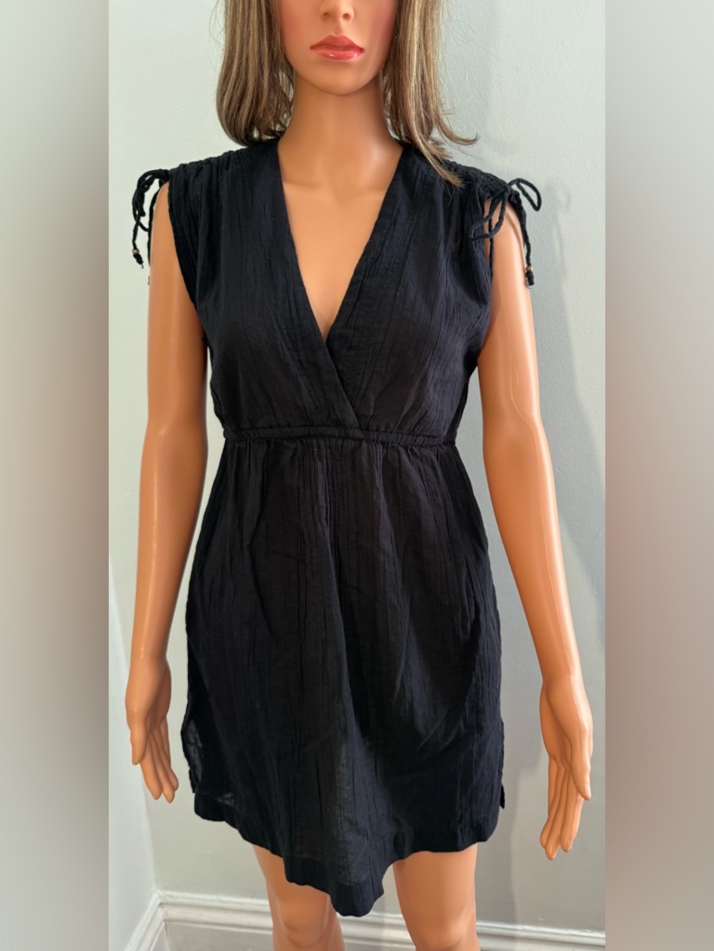 Lauren Ralph Lauren Crushed Farrah Swim Cover-Up Dress in black. Sz. S